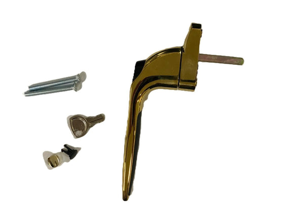 UPVC Window Handle Inline Key Locking Espag Double Glazing - Gold